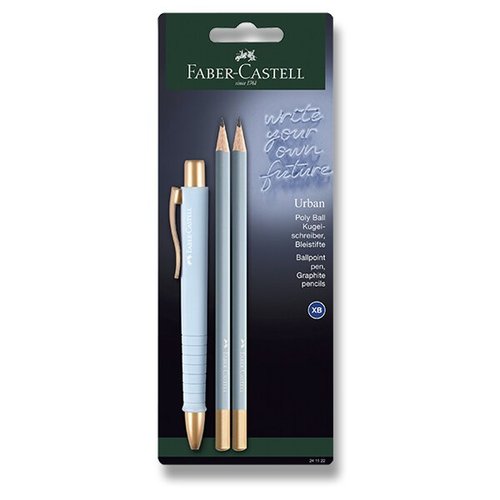 Kulikov pero Faber-Castell Poly Ball Urban Gold sada, 3 ks, sky blue