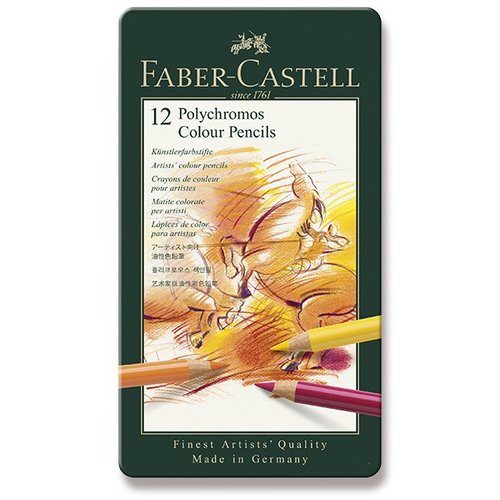 Faber-Castell Pastelky Polychromos plechov krabika, 12 barev