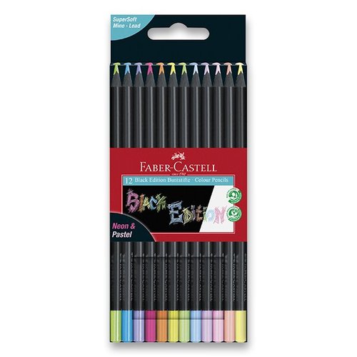 Pastelky Faber-Castell Black Edition neon, pastel, 12 barev