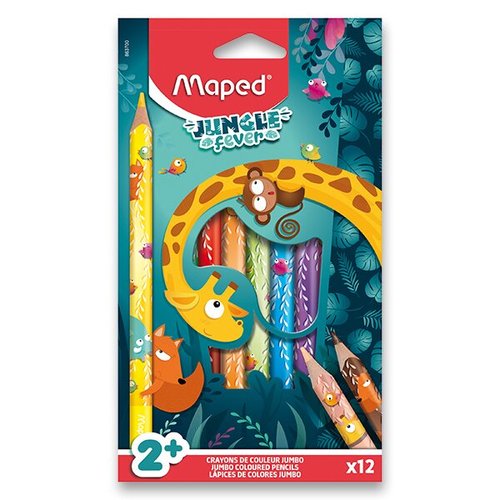 Pastelky Maped Jumbo Jungle Fever 12 barev, trojhrann