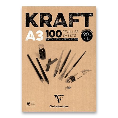 Blok Clairefontaine Brown Kraft A3, 100 list, 90 g