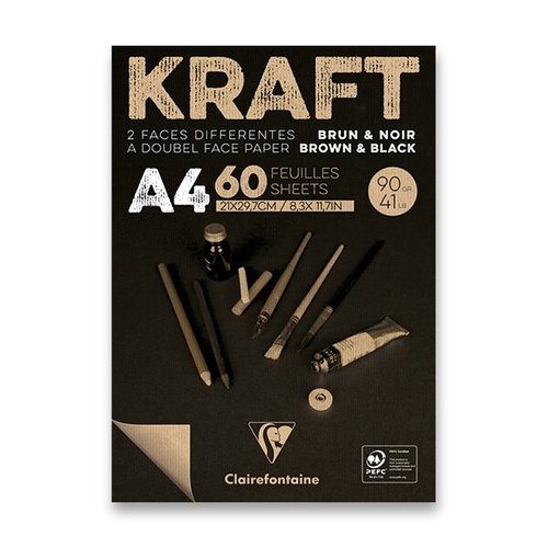 Blok Clairefontaine Brown &amp; Black Kraft A4, 60 list, 90 g