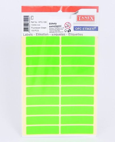 Etikety v sku neon 13 x 50 zelen OFC - 109 / 100 ks