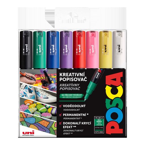 Posca sada popisova PC-1M, 0,7 - 1 mm, mix barev (8 ks)