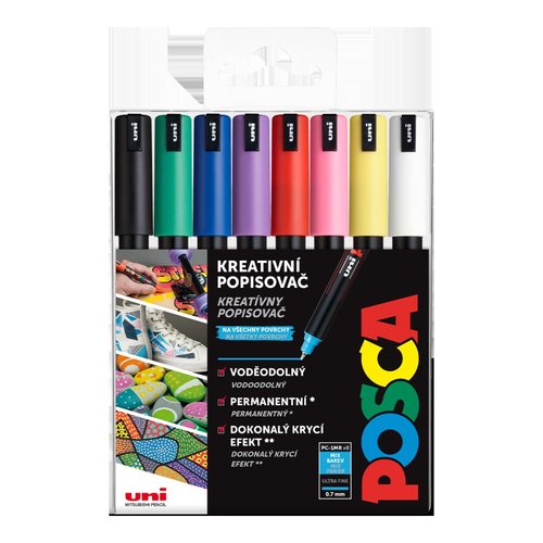 Posca sada popisova PC-1MR, 0,7 mm, zkladn barvy (8 ks)