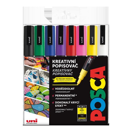 Posca sada popisova PC-3M, 0,9 - 1,3 mm, zkladn barvy (8 ks)