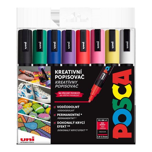 Posca sada popisova PC-5M, 1,8 - 2,5 mm, zkladn barvy (8 ks)