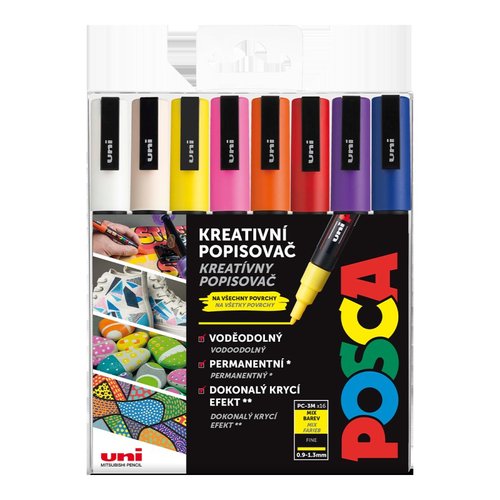 Posca sada popisova PC-3M, 0,9 - 1,3 mm, mix barev (16 ks)