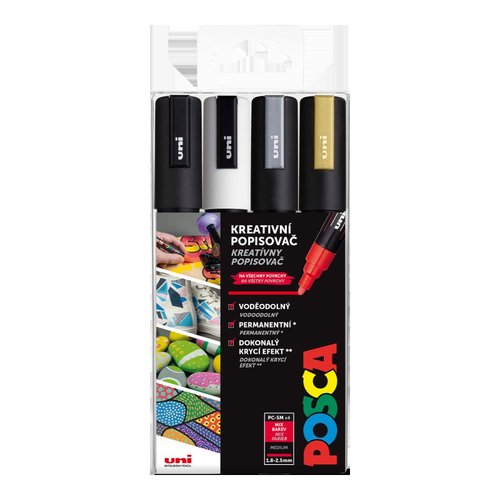 Posca sada popisova PC-5M, 1,8 - 2,5 mm, mix barev (4 ks)