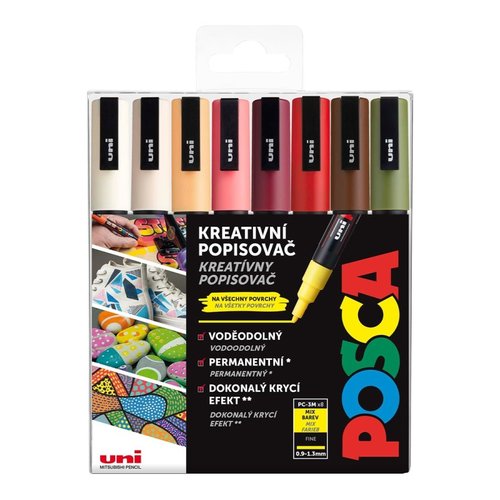 Posca sada popisova PC-3M, AUTUMN, 0,9 - 1,3 mm, mix zemitch tn (8 ks)