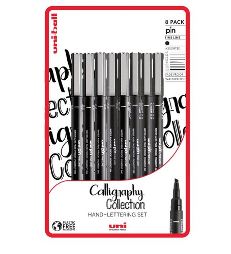 UNI PIN Calligraphy sada 8 ks liner, ern