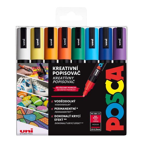 Posca sada popisova PC-5M, 1,8 - 2,5 mm, mix barev (16 ks)