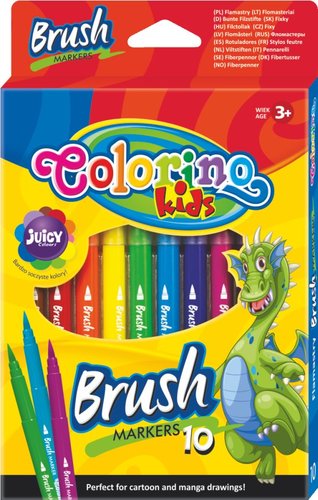 Colorino fixy Brush, dlouh ttcov hrot, 10 barev