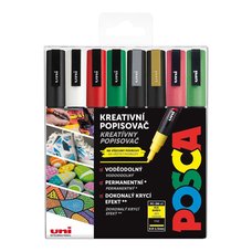 Posca sada popisova PC-3M, CHRISTMAS, 0,9 - 1,3 mm, mix vnonch barev (8 ks)