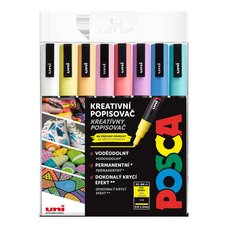 Posca sada popisova PC-3M, 0,9 - 1,3 mm, pastelov barvy (8 ks)