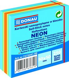 DONAU samolepic bloek, 50 x 50 mm, 250 list, mix neonovch barev